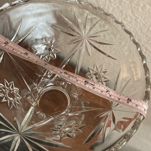 Vintage EAPG Anchor Hocking Starburst Pattern Glass Pedestal Bowl - Picture 6 of 7